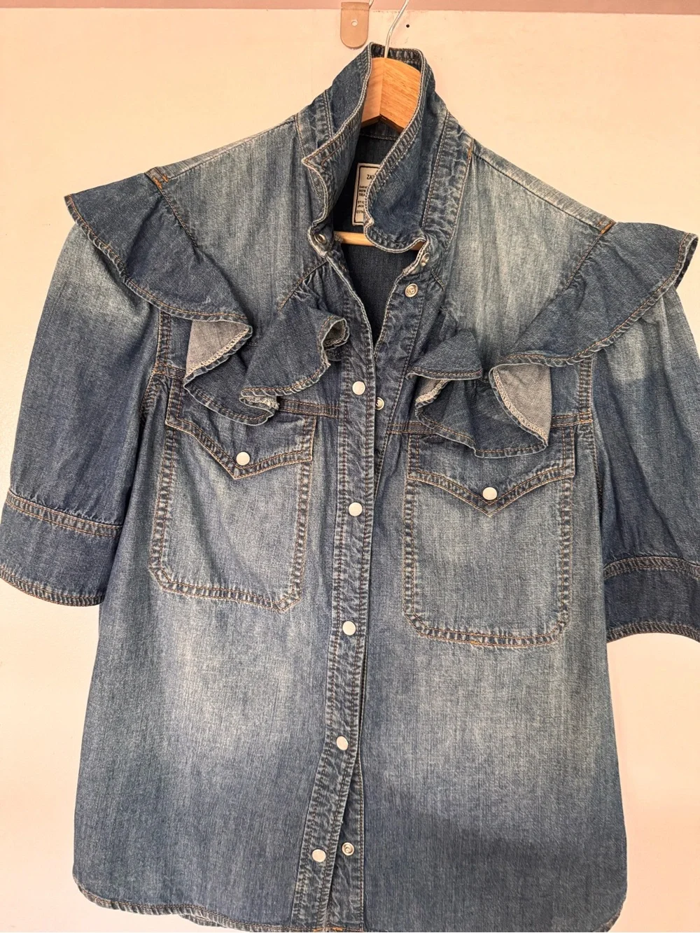 Zadig & Voltaire Toky Ruffle Denim Shirt - Picture 3 of 11